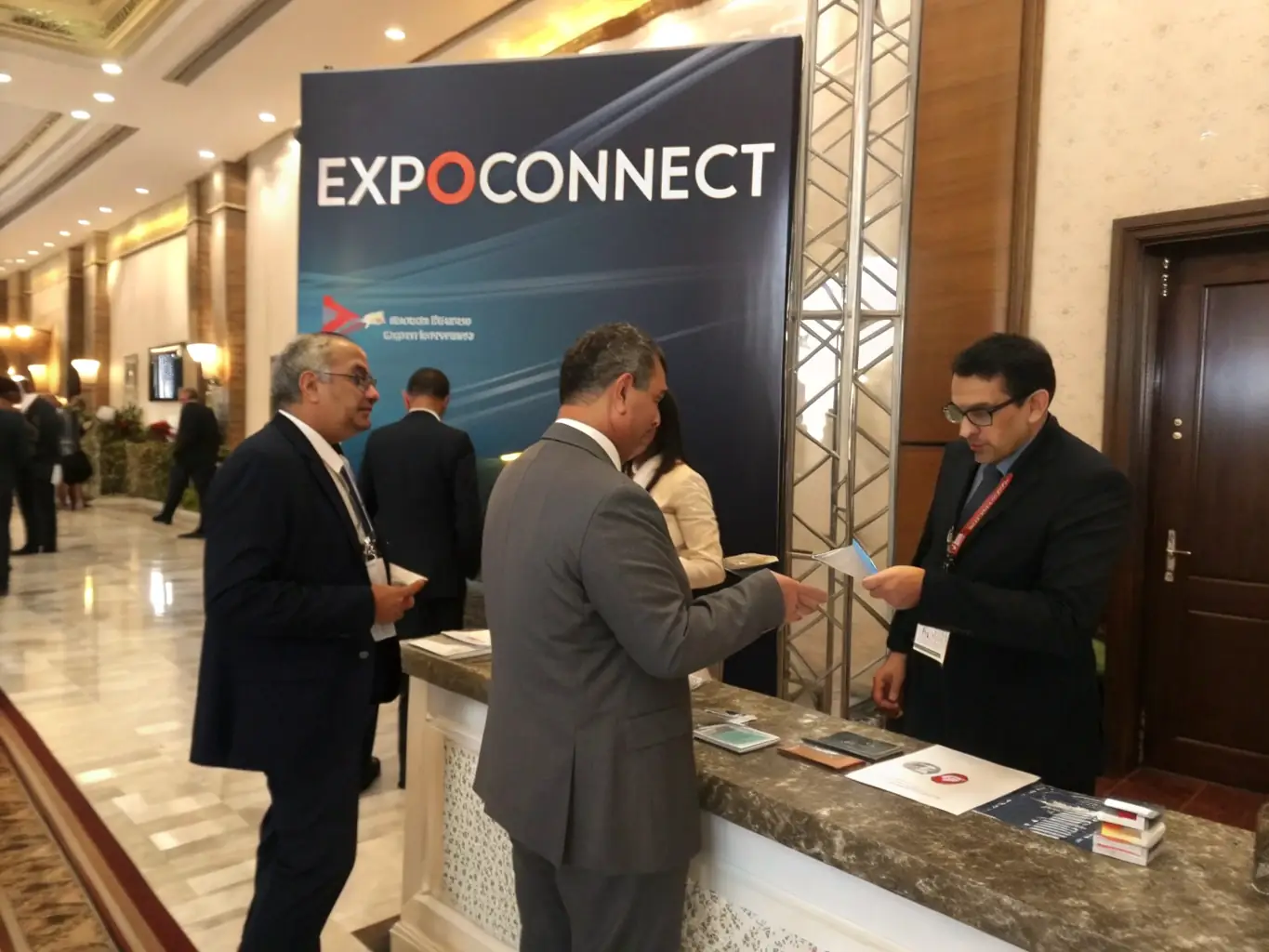 A dynamic image of a networking event at a birdcageflow.fun conference, highlighting the interaction between sponsors and attendees.